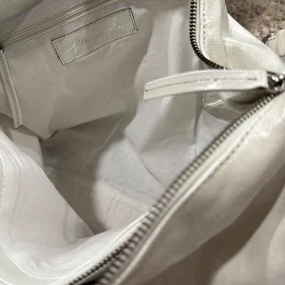 Free People Off The Record Carryall Tote Coated Shiny Canvas Adjustable Strap - Picture 7 of 8